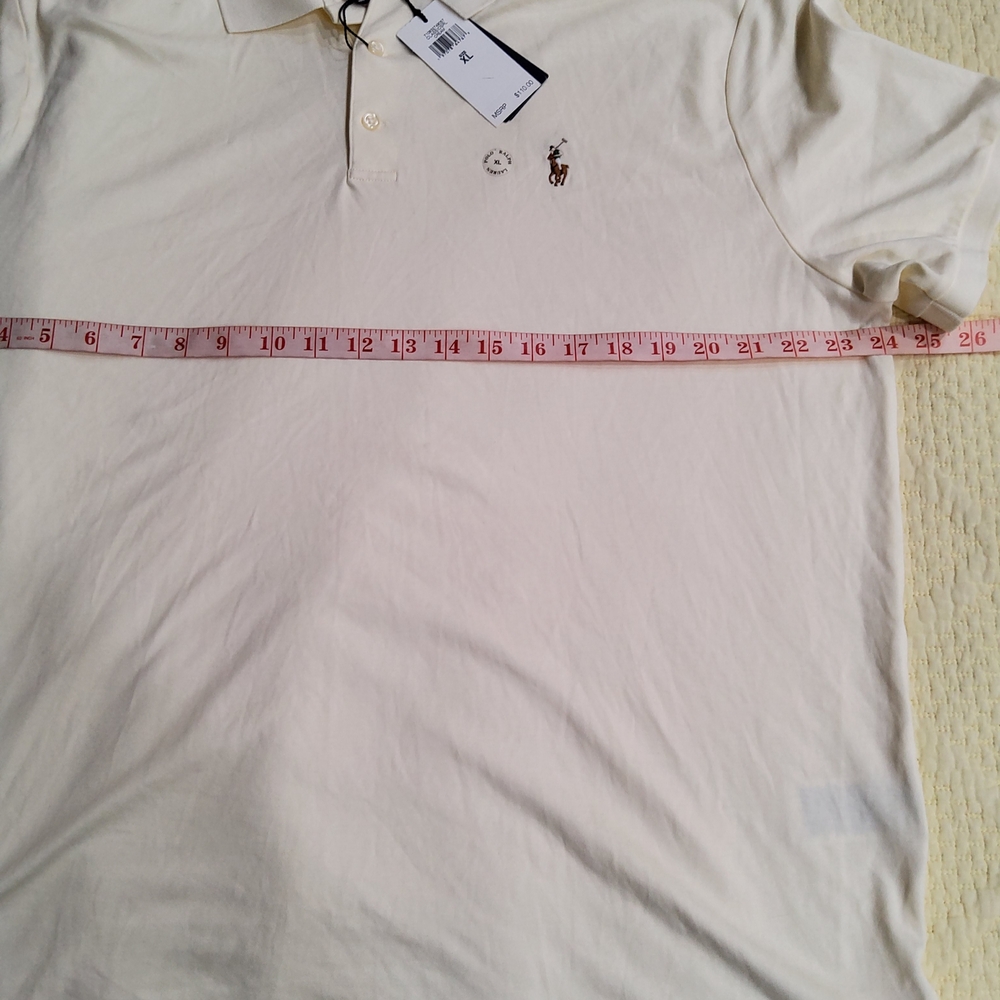 POLO Ralph Lauren Cream Custom Slim Fit Polo Shirt Size XL - Picture 9 of 12